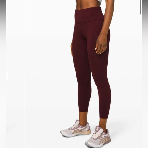 LULULEMON FAST AND FREE 7/8 TIGHTS 25” - SIZE 4 - GARNET - Picture 1 of 7